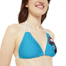 "Skull & Barrel" Base Turquoise - Left Logo - Strappy Triangle Bikini Top (AOP)
