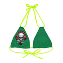 "Skull & Barrel" Base Dark Green - Right Logo - Strappy Triangle Bikini Top (AOP)