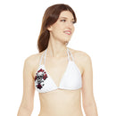 "Skull & Barrel" Base White - Right Logo - Strappy Triangle Bikini Top (AOP)
