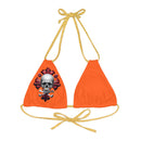 "Skull & Barrel" Base Orange - Right Logo - Strappy Triangle Bikini Top (AOP)