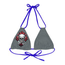"Skull & Barrel" Base Dark Grey - Right Logo - Strappy Triangle Bikini Top (AOP)