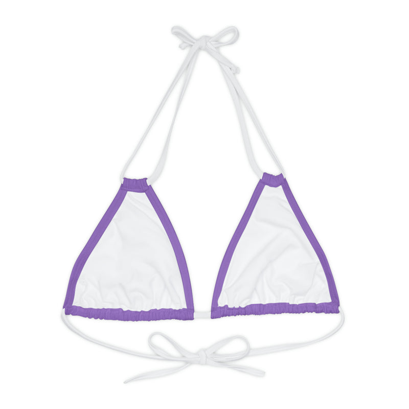 "Skull & Barrel" Base Light Purple - Left Logo - Strappy Triangle Bikini Top (AOP)