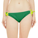 "Skull & Barrel" Base Dark Green - White Logo - Loop Tie Side Bikini Bottom (AOP)