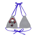 "Skull & Barrel" Base Grey - Right Logo - Strappy Triangle Bikini Top (AOP)