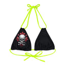"Skull & Barrel" Base Black - Right Logo - Strappy Triangle Bikini Top (AOP)