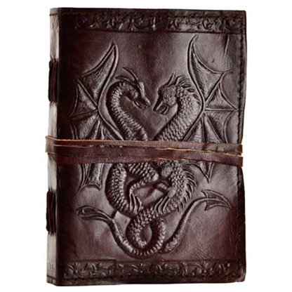 Double Dragon leather blank book w/ cord