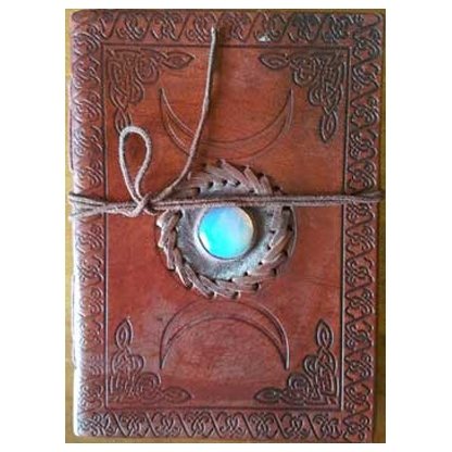 5" x 7" Triple Moon with Stone Embossed leather w/ cord