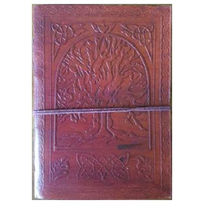 5" x 7" Tree of Life leather blank book w/cord