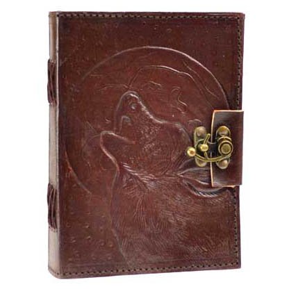Wolf Moon leather blank book w/ latch
