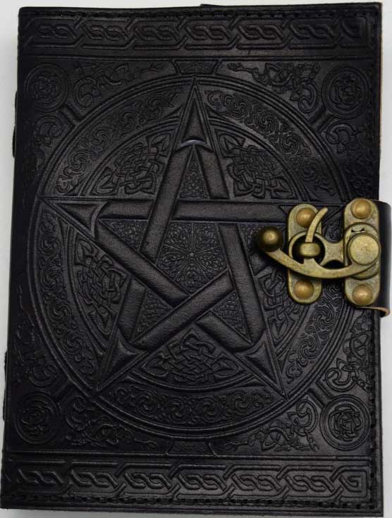5" x 7" Black Pentagram leather w/ latch