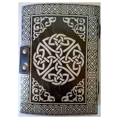 black/ silver Pentagram leather blank book w/ latch
