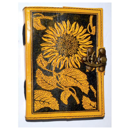 Sunflower leather blank book w/ latch