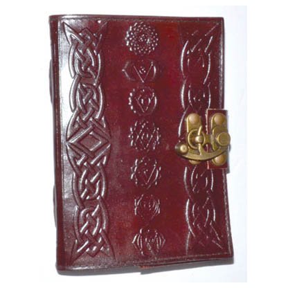 Chakra leather blank book w/ latch