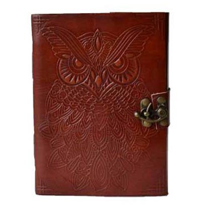 5" x 7" Owl leather blank book w/ latch