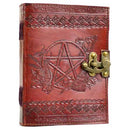 Pentagram leather blank book w/ latch