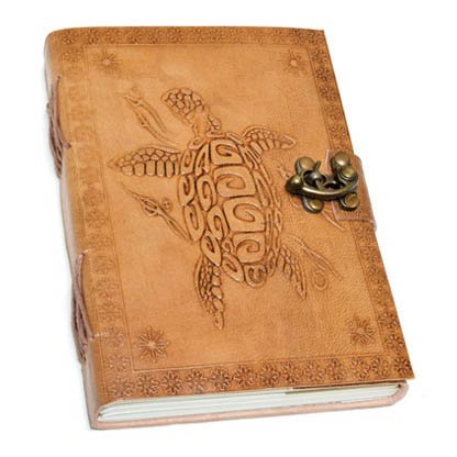 5" x 7" Turtle Embossed leather w/ cord