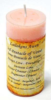 4" 3rd Pentacle of Venus scented Lailokens Awen candle - Skull & Barrel Co.