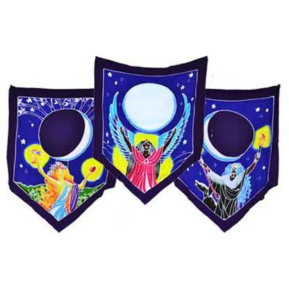 Triple Moon Goddess Prayer Flags 60" x29"