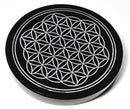 4" Obsidian, Black Flower of Life altar tile - Skull & Barrel Co.