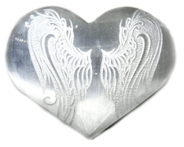 3" Selenite heart , Angel Wings