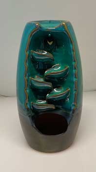 6 1/2" Blue Ceramic back flow incense burner - Skull & Barrel Co.