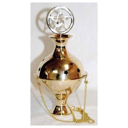 Pentagram Crowned hanging brass censer - Skull & Barrel Co.
