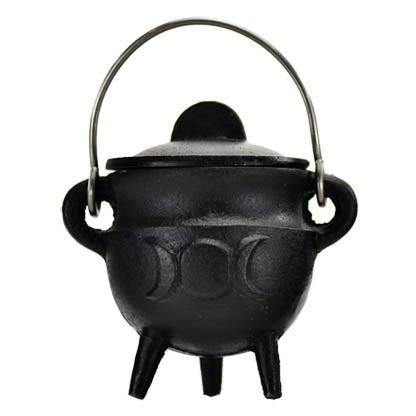 Triple Moon cast iron cauldron w/ lid 2 3/4" - Skull & Barrel Co.