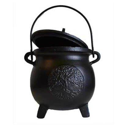 6" Tree of Life cast iron cauldron w/ lid - Skull & Barrel Co.