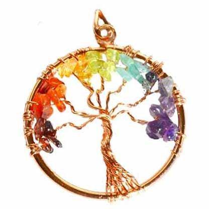 7 Chakra Tree of Life pendant copper color - Skull & Barrel Co.