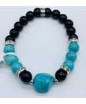 8mm Black Onyx, Turquoise, Turquoise Nugget bracelet