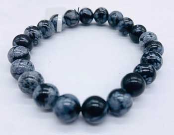 8mm Obsidian, Snowflake bracelet
