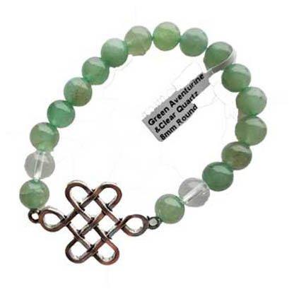 8mm Green Aventurine & Clear Quartz/ Celtic - Skull & Barrel Co.