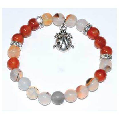 8mm Dendric Agate & Carnelian with Ladybug - Skull & Barrel Co.