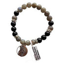 8mm Blue Labradorite & Black Tourmaline / Wolf - Skull & Barrel Co.