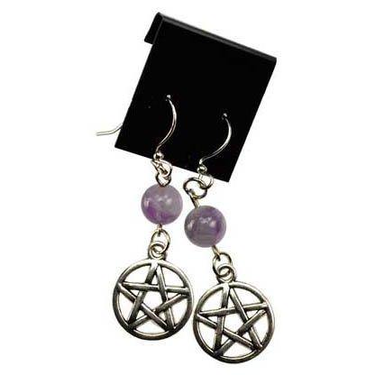 Amethyst Pentagram earrings - Skull & Barrel Co.