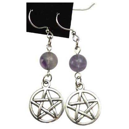 Fluorite Pentagram earrings - Skull & Barrel Co.