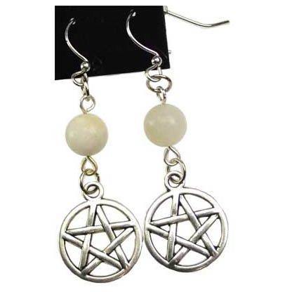 Moonstone Pentagram earrings - Skull & Barrel Co.