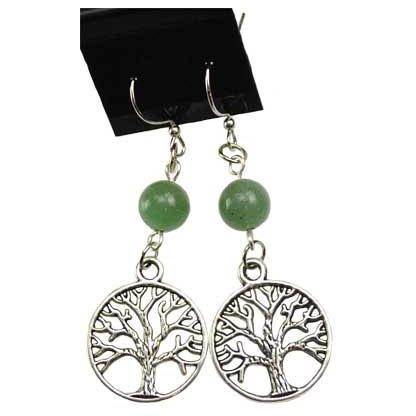 Green Aventurine Tree of Life earrings - Skull & Barrel Co.