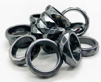 (set of 50) Faceted Hematite magnetic rings
