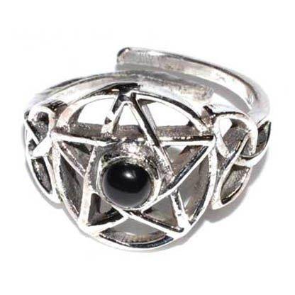 Pentacle black stone adjustable ring - Skull & Barrel Co.