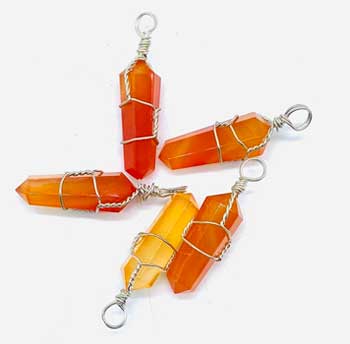 (set of 5) wire wrapped carnelian point