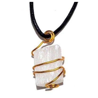 Selenite wire wrapped necklace - Skull & Barrel Co.