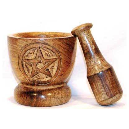 Wooden Pentagram Mortar and Pestle Set - Skull & Barrel Co.