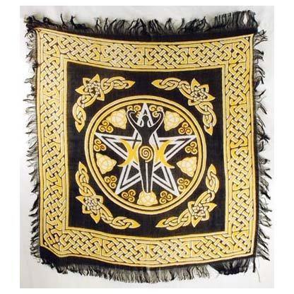 Pentagram Goddess altar cloth 18" x 18" - Skull & Barrel Co.
