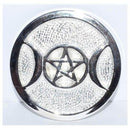 Silver Plated Brass Triple Moon altar tile 3 1/2" - Skull & Barrel Co.