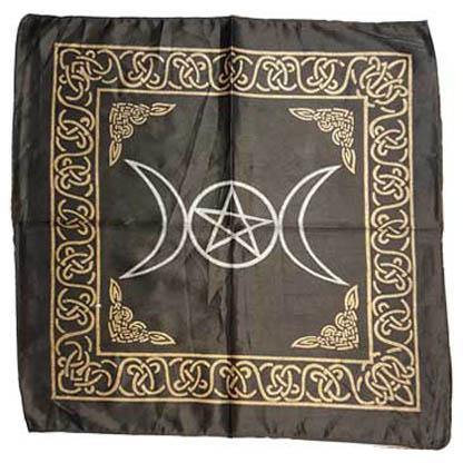 Black Triple Moon Pentagram altar cloth - Skull & Barrel Co.