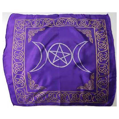 Purple Triple Moon Pentagram altar cloth - Skull & Barrel Co.