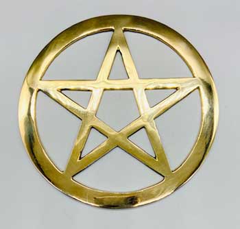 5.75" brass Pentagram altar tile
