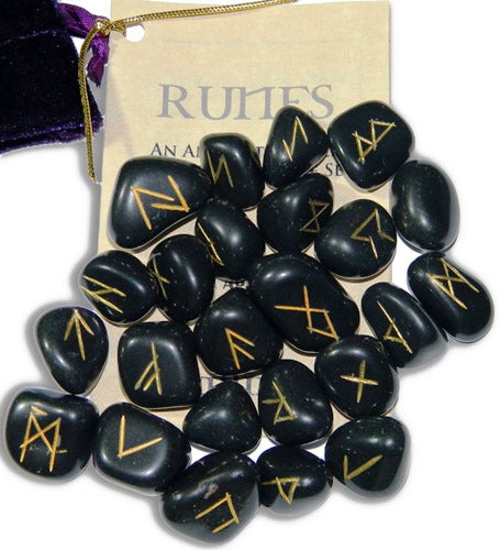 Black Agate Gemstone Runes - Skull & Barrel Co.