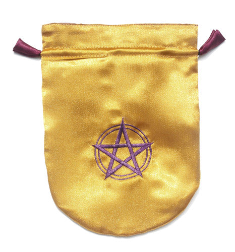 Yellow Satin Pentagram in a Circle Tarot Bag - Skull & Barrel Co.